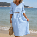 Helene | Long Linen Dress with Tummy Flattening Effect