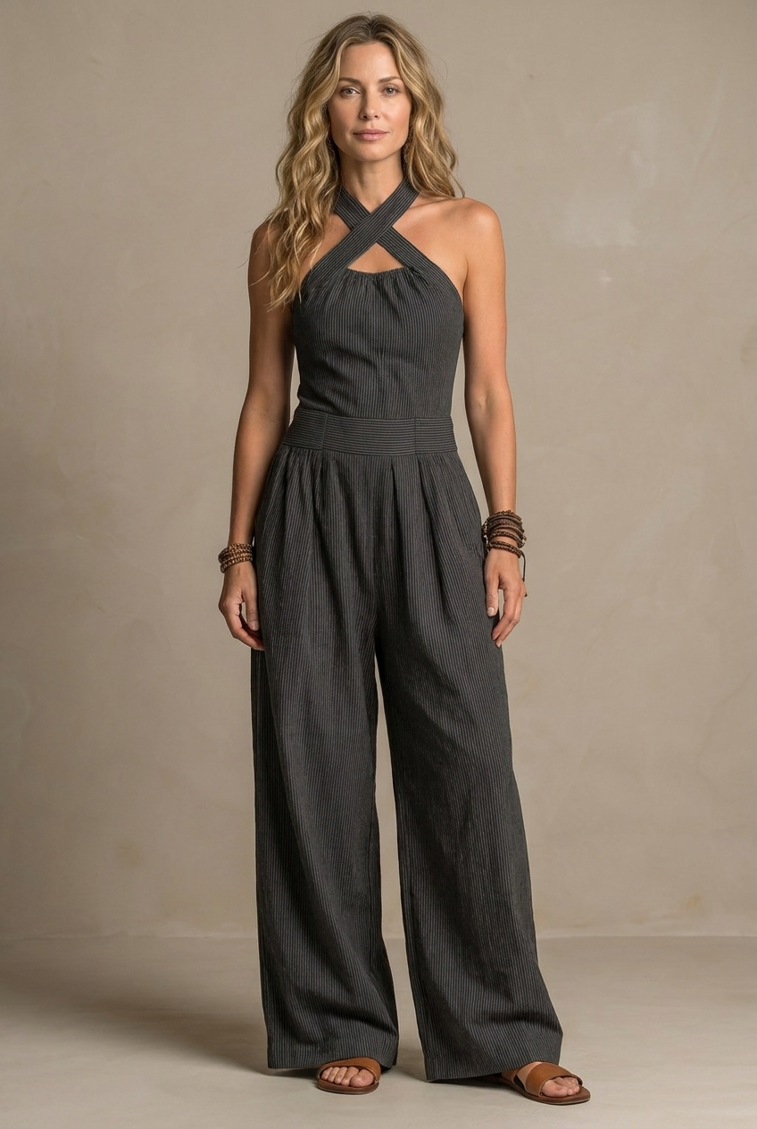 Ariana | Elegant Crossover Neckline Jumpsuit