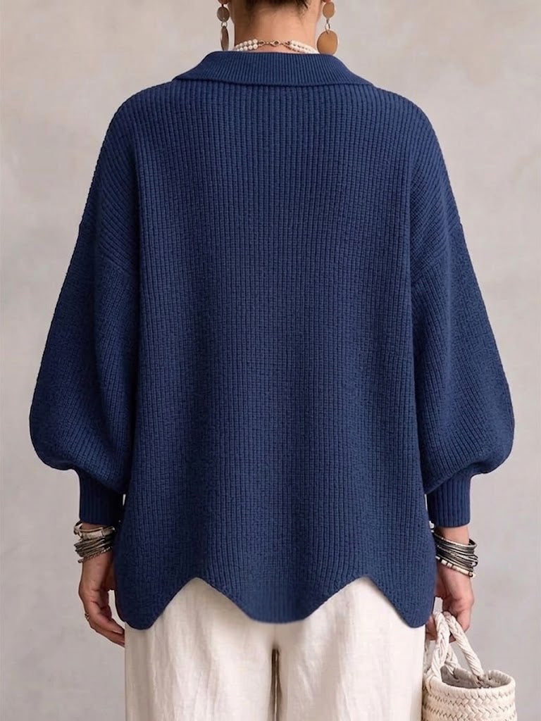 Isadora | Oversized Collar Cardigan with Large Metallic Buttons