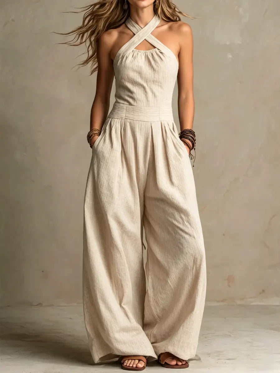 Ariana | Elegant Crossover Neckline Jumpsuit