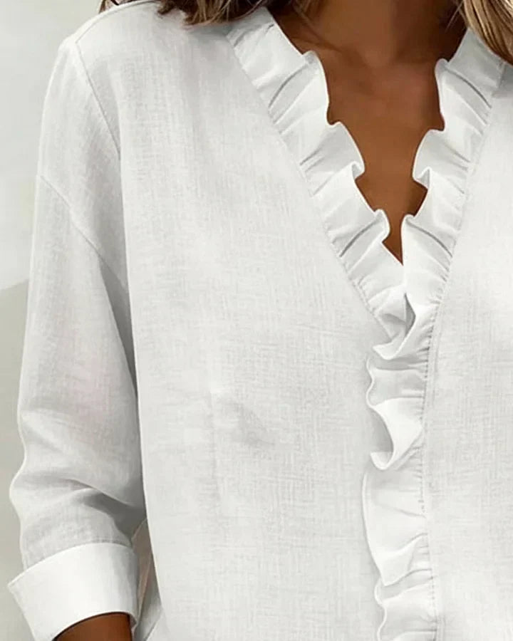 Chiara™ | V-Neck Blouse with Delicate Ruffles