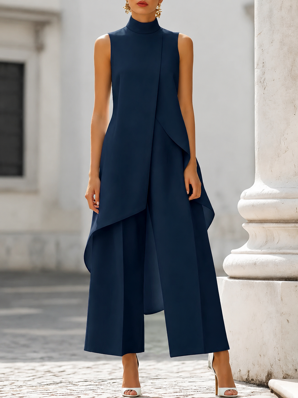 CATALINA - LONG JUMPSUIT WITH ELEGANT DRAPE