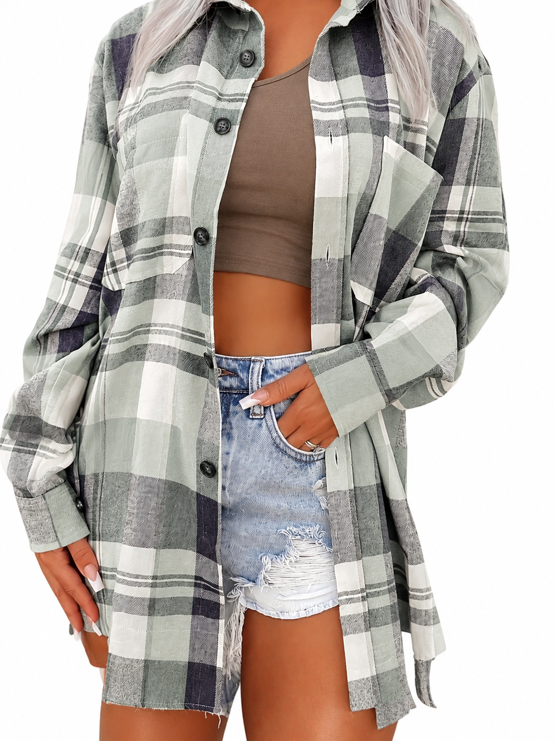 LYRA | Long Sleeve Plaid Overshirt