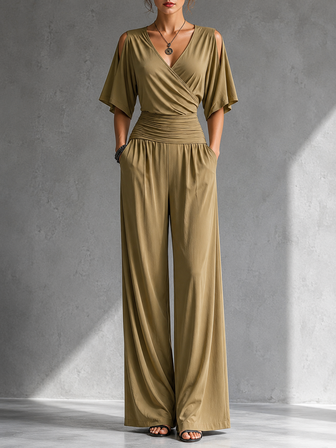 Elise™ — Wide Leg Wrap Jumpsuit