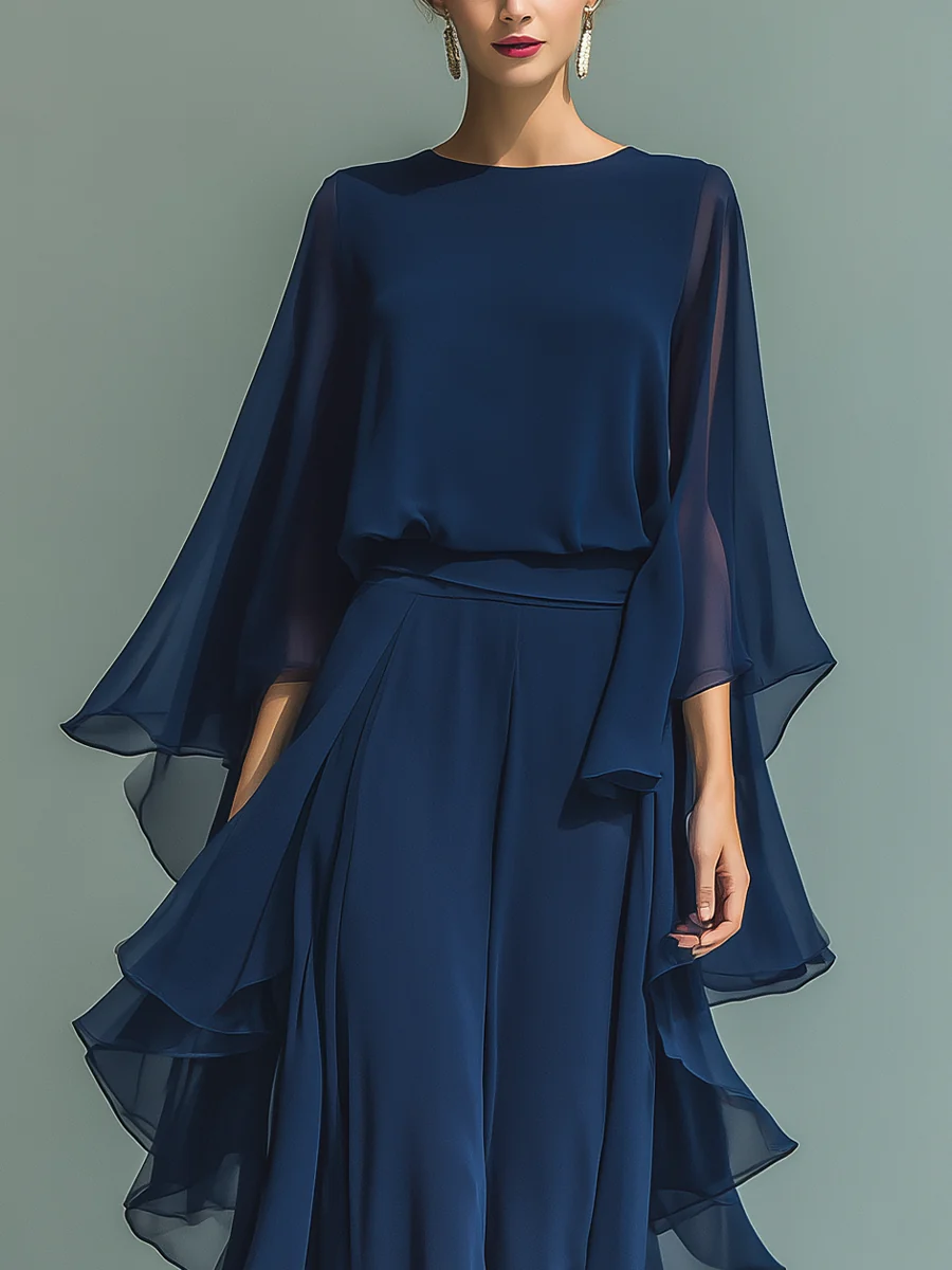 Aurora | Elegant Chiffon Set with Ruffles