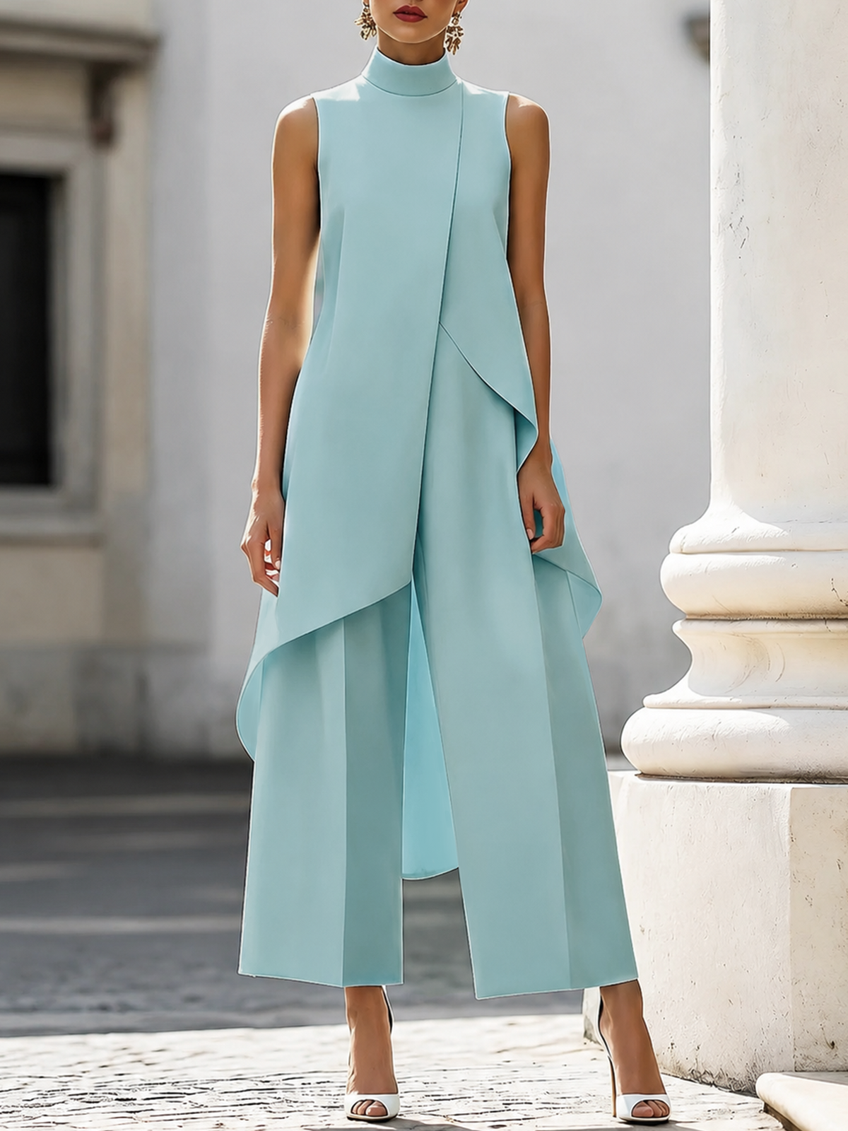CATALINA - LONG JUMPSUIT WITH ELEGANT DRAPE
