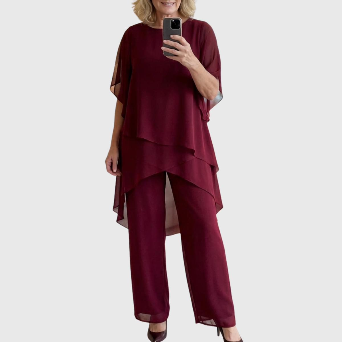 LINDA | SET WITH DRAPED PALAZZO TROUSERS