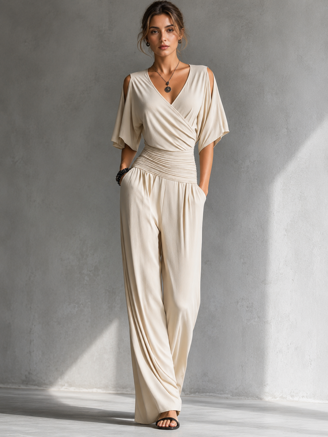 Elise™ — Wide Leg Wrap Jumpsuit