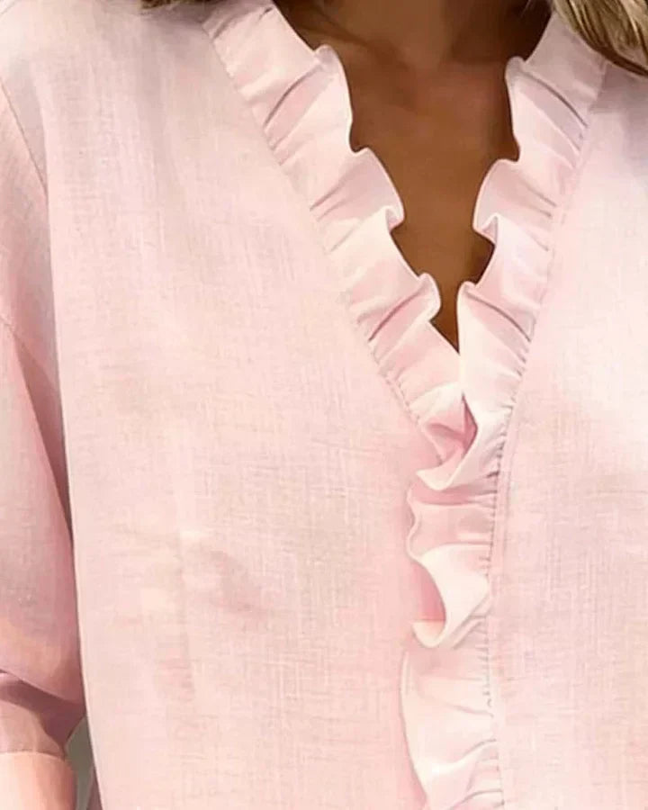 Chiara™ | V-Neck Blouse with Delicate Ruffles