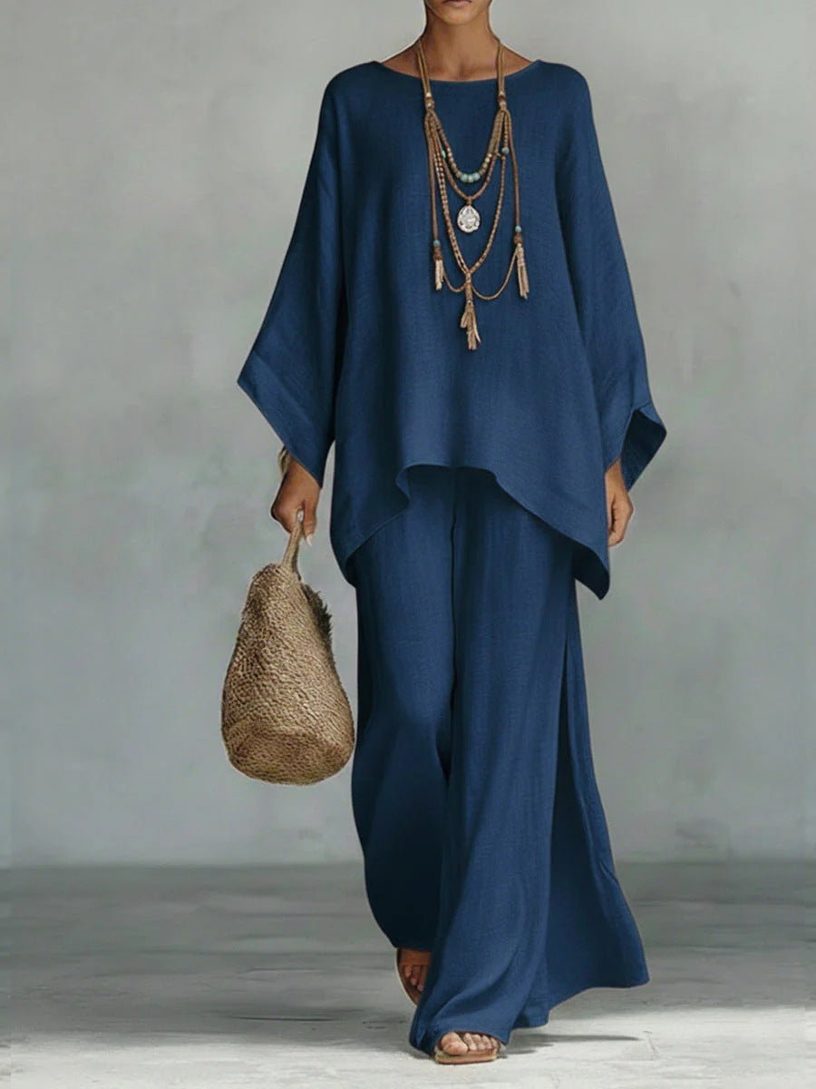 Beatrice | Minimal Linen-Blend Top and Trousers Set