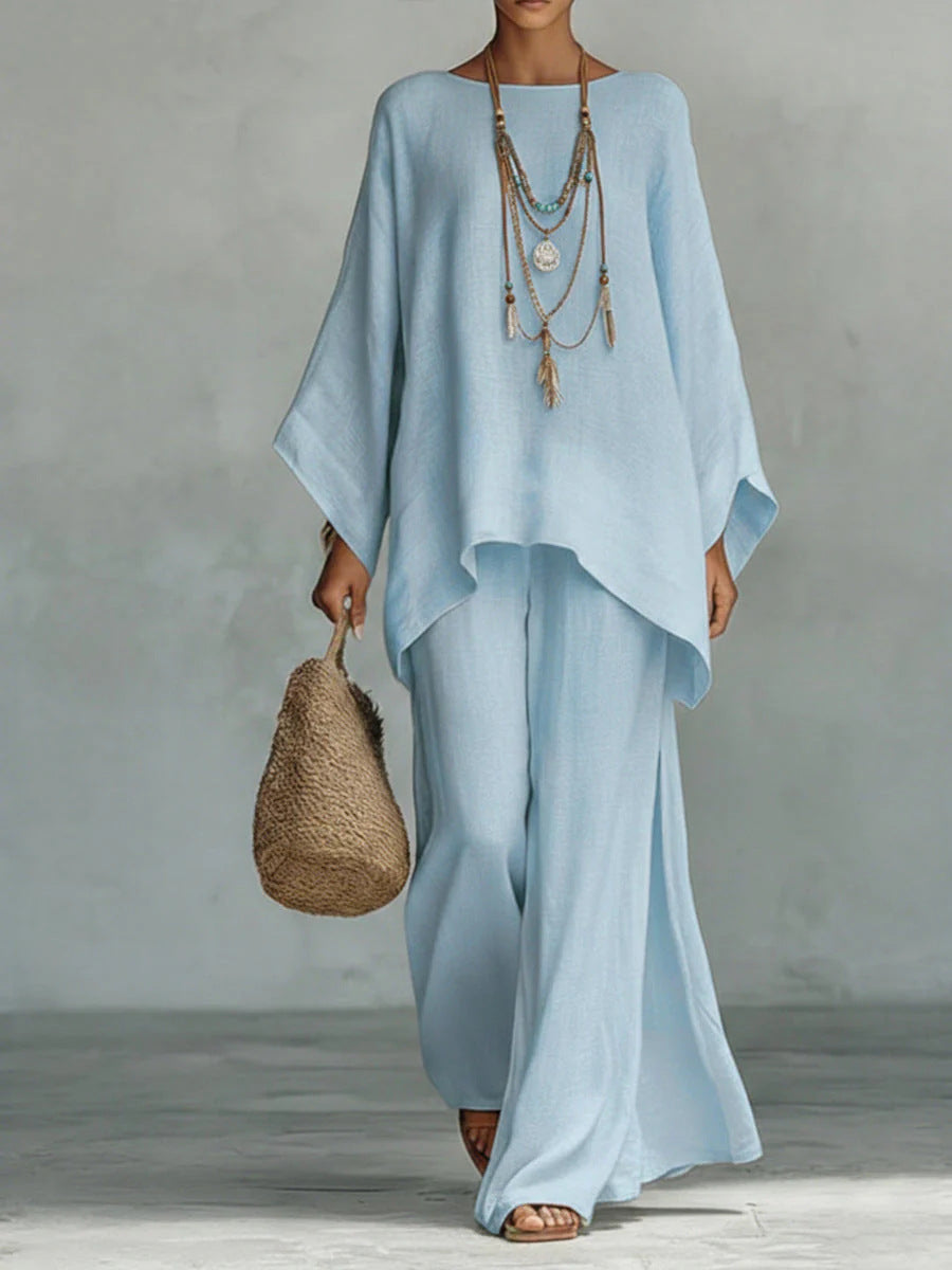 Beatrice | Minimal Linen-Blend Top and Trousers Set