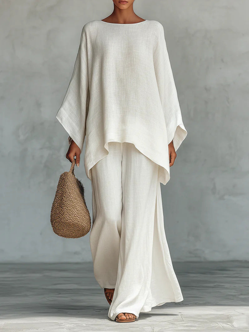 Beatrice | Minimal Linen-Blend Top and Trousers Set