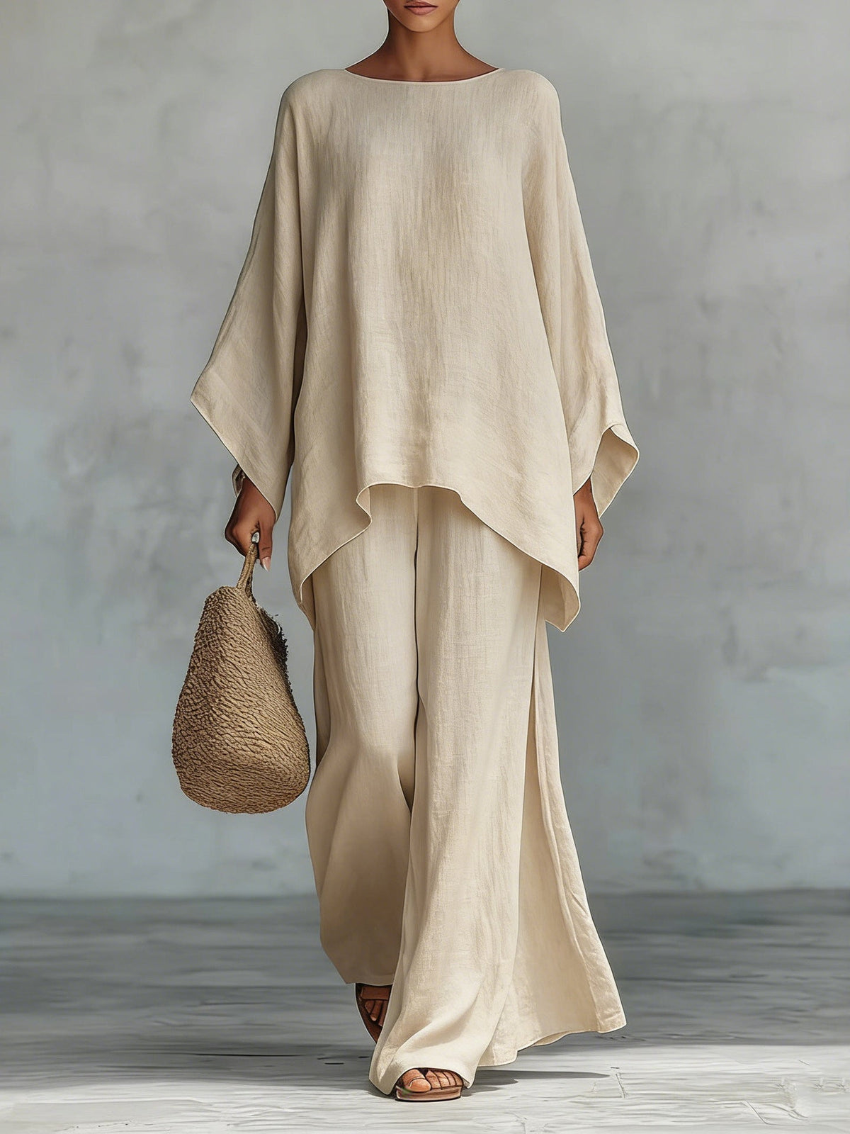 Beatrice | Minimal Linen-Blend Top and Trousers Set