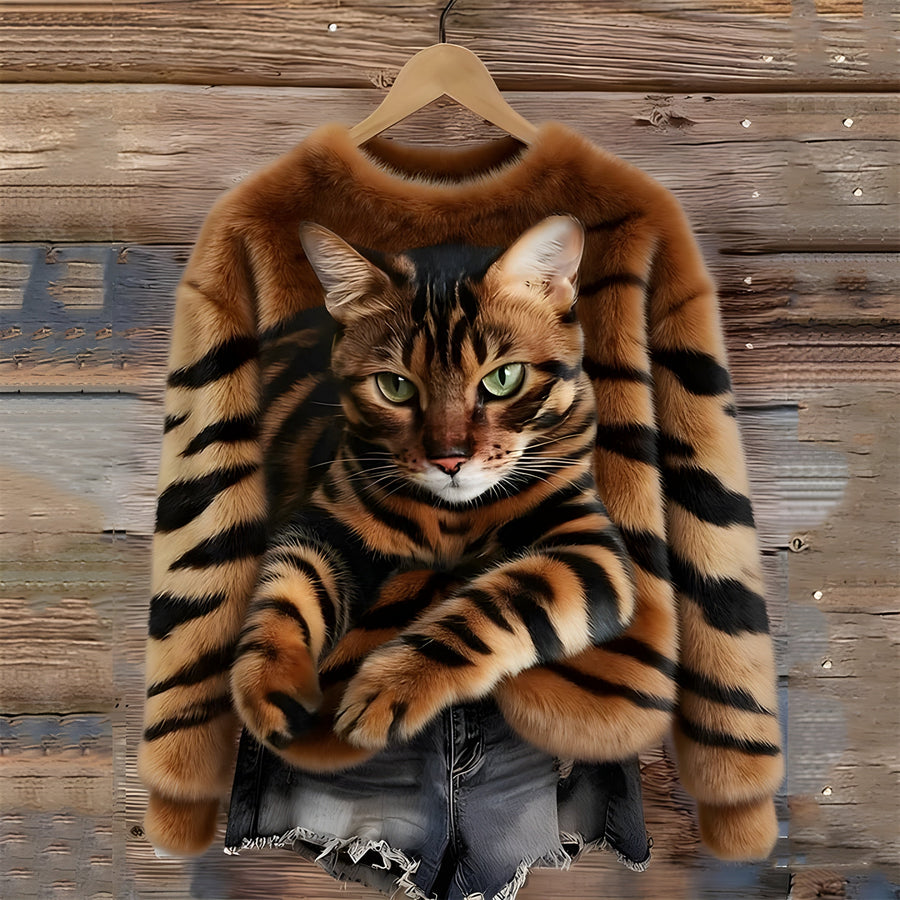 Oliver - Warm Cat Print Sweater