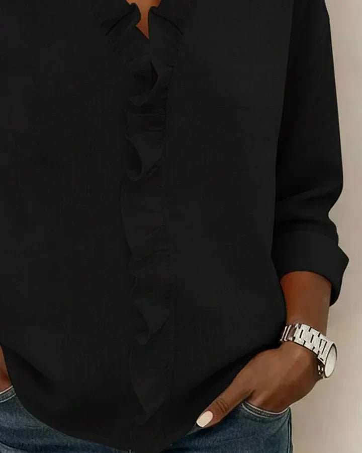 Chiara™ | V-Neck Blouse with Delicate Ruffles