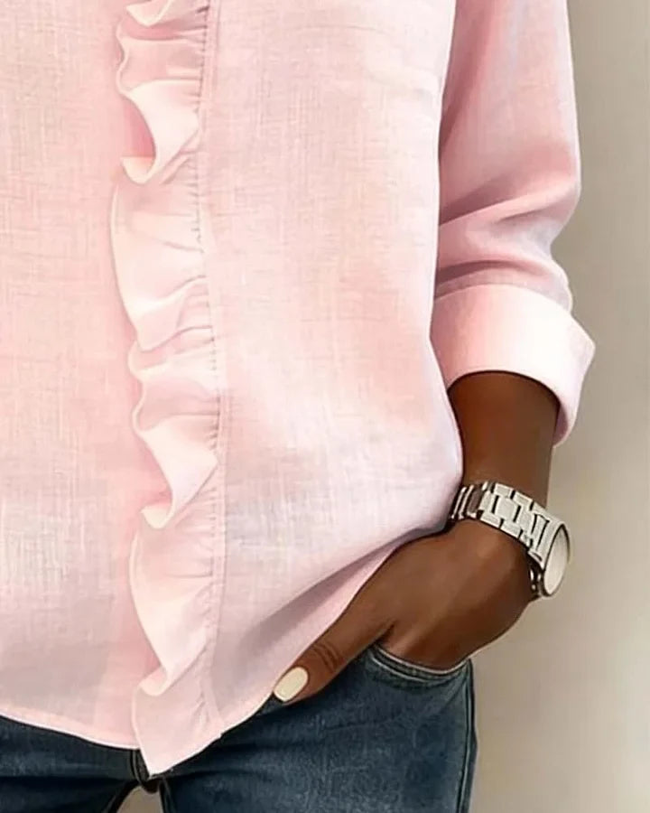 Chiara™ | V-Neck Blouse with Delicate Ruffles