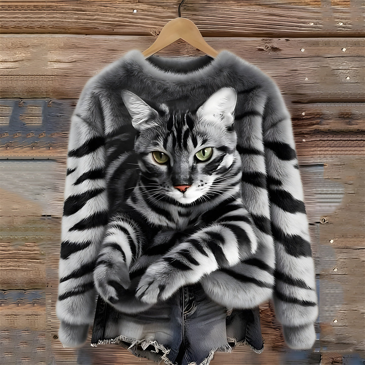 Oliver - Warm Cat Print Sweater